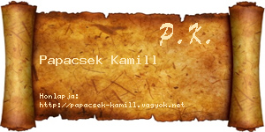 Papacsek Kamill névjegykártya